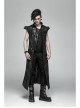 Punk Knitted Hole Design Metal Studs Threading Decoration Black Vest