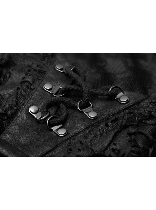 Punk Knitted Hole Design Metal Studs Threading Decoration Black Vest