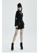 Gothic Stretch Knitted Fabric Spliced Geometric Mesh Design Long Sleeve T-Shirt