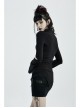 Gothic Stretch Knitted Fabric Spliced Geometric Mesh Design Long Sleeve T-Shirt