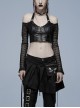 Gothic Stretch Knitted Mesh Off-Shoulder Design Sexy Crop Top