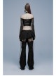Gothic Stretch Knitted Mesh Off-Shoulder Design Sexy Crop Top