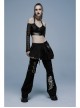 Gothic Stretch Knitted Mesh Off-Shoulder Design Sexy Crop Top