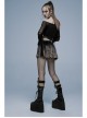 Gothic Elasticity Cotton Neckline Hollow Buttonhole Strap Design Cut-Out Slash Neck T-Shirt
