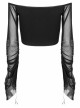 Gothic Elasticity Cotton Neckline Hollow Buttonhole Strap Design Cut-Out Slash Neck T-Shirt