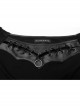 Gothic Elasticity Cotton Neckline Hollow Buttonhole Strap Design Cut-Out Slash Neck T-Shirt