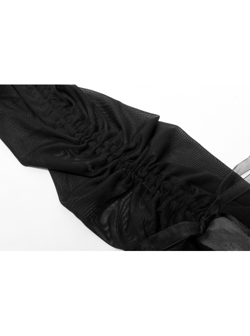 Gothic Elasticity Cotton Neckline Hollow Buttonhole Strap Design Cut-Out Slash Neck T-Shirt