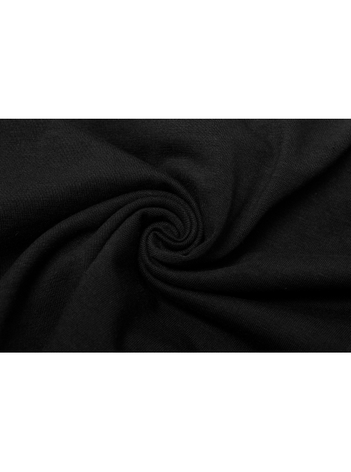 Gothic Elasticity Cotton Neckline Hollow Buttonhole Strap Design Cut-Out Slash Neck T-Shirt