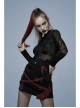Gothic Elastic Flocking Mesh Rhombus Mesh Stitching Spider Web Printing Perspective T-Shirt