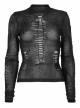 Gothic Elastic Flocking Mesh Rhombus Mesh Stitching Spider Web Printing Perspective T-Shirt