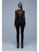 Gothic Elastic Flocking Mesh Rhombus Mesh Stitching Spider Web Printing Perspective T-Shirt