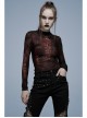 Gothic Elastic Flocking Mesh Rhombus Mesh Stitching Spider Web Printing Perspective T-Shirt