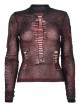 Gothic Elastic Flocking Mesh Rhombus Mesh Stitching Spider Web Printing Perspective T-Shirt