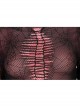 Gothic Elastic Flocking Mesh Rhombus Mesh Stitching Spider Web Printing Perspective T-Shirt