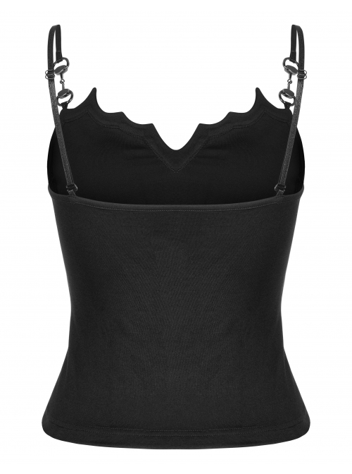 Gothic Knitted Fabric Bat Embroidery Print Decoration Camisoles