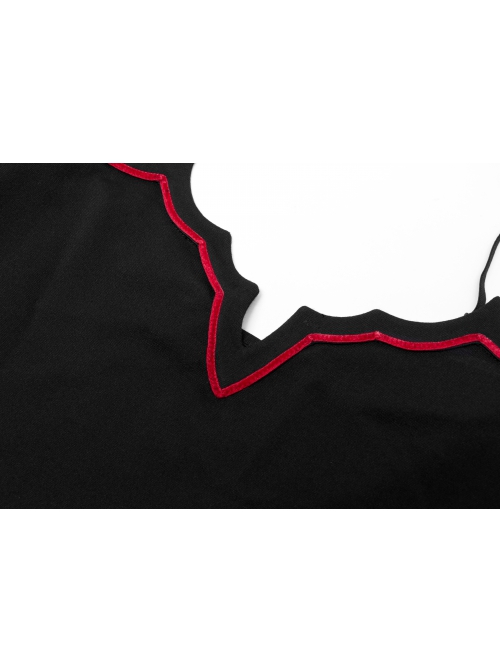 Gothic Knitted Fabric Bat Embroidery Print Decoration Camisoles