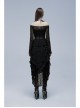 Black Gothic Stretch Perspective Off-Shoulder Design Lace Blouse