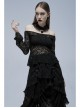 Black Gothic Stretch Perspective Off-Shoulder Design Lace Blouse