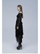 Black Gothic Stretch Perspective Off-Shoulder Design Lace Blouse