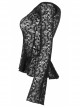Black Gothic Stretch Perspective Off-Shoulder Design Lace Blouse