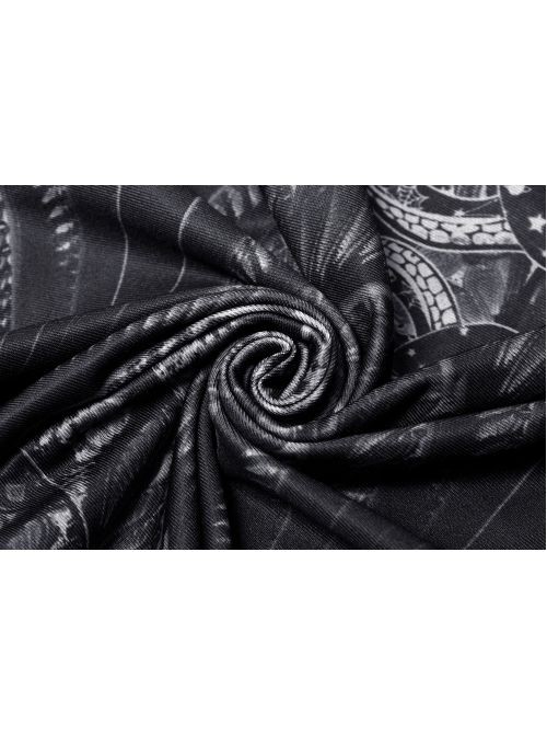 Gothic Perspective Elasticity Skeleton Print Cross Tie Rope Design Mesh T-Shirt