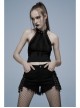 Daily Stretch Knitted Fabric Hollowed Out Spider Print Adjustable Halter Vest