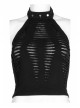 Daily Stretch Knitted Fabric Hollowed Out Spider Print Adjustable Halter Vest