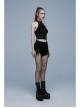 Daily Stretch Knitted Fabric Hollowed Out Spider Print Adjustable Halter Vest