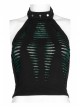 Daily Stretch Knitted Fabric Hollowed Out Spider Print Adjustable Halter Vest