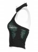 Daily Stretch Knitted Fabric Hollowed Out Spider Print Adjustable Halter Vest