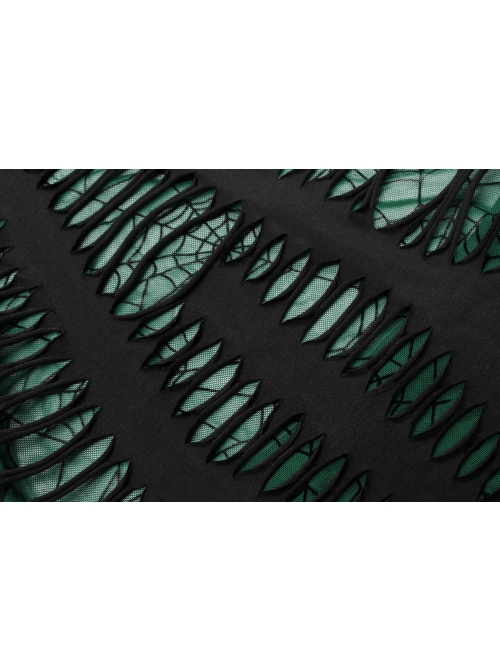 Daily Stretch Knitted Fabric Hollowed Out Spider Print Adjustable Halter Vest