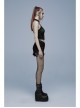 Daily Stretch Knitted Fabric Hollowed Out Spider Print Adjustable Halter Vest