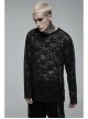 Black Punk Round Neck Daily Wear Skull Lace Mesh Cloth Long Sleeve T-Shirt