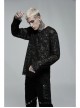 Black Punk Round Neck Daily Wear Skull Lace Mesh Cloth Long Sleeve T-Shirt