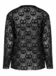 Black Punk Round Neck Daily Wear Skull Lace Mesh Cloth Long Sleeve T-Shirt