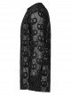 Black Punk Round Neck Daily Wear Skull Lace Mesh Cloth Long Sleeve T-Shirt