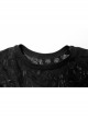 Black Punk Round Neck Daily Wear Skull Lace Mesh Cloth Long Sleeve T-Shirt