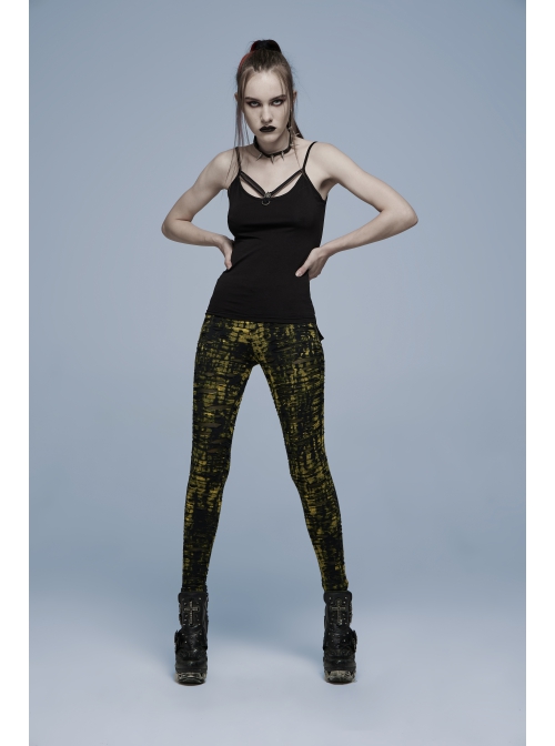 Gothic Knitting Stretch Knit Metal Skull Decoration Daily Sexy Adjustable Shoulder Strap Camisoles