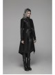 Punk Irregular Texture Dermatoglyphic Small Stand-Up Collar Asymmetric Design Metal Decorative Drawstring Straps Long Jacket