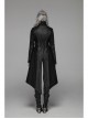 Punk Irregular Texture Dermatoglyphic Small Stand-Up Collar Asymmetric Design Metal Decorative Drawstring Straps Long Jacket