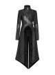 Punk Irregular Texture Dermatoglyphic Small Stand-Up Collar Asymmetric Design Metal Decorative Drawstring Straps Long Jacket