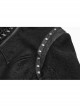 Punk Irregular Texture Dermatoglyphic Small Stand-Up Collar Asymmetric Design Metal Decorative Drawstring Straps Long Jacket