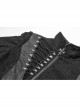 Punk Irregular Texture Dermatoglyphic Small Stand-Up Collar Asymmetric Design Metal Decorative Drawstring Straps Long Jacket