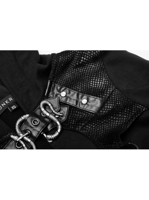 Punk Knitted Fabric Woven Metal Rivet Chain Decoration Short Coat