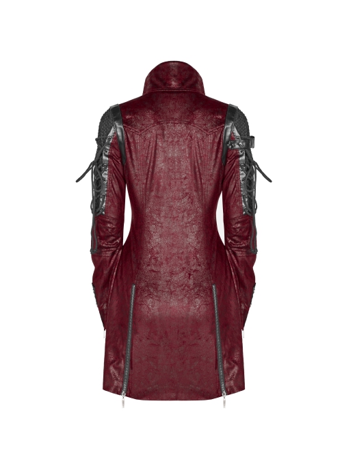 Red Gothic Special Hot Rubber Sleeved Metal Buckle Decoration Windbreaker