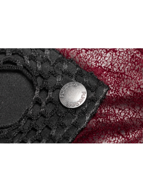 Red Gothic Special Hot Rubber Sleeved Metal Buckle Decoration Windbreaker