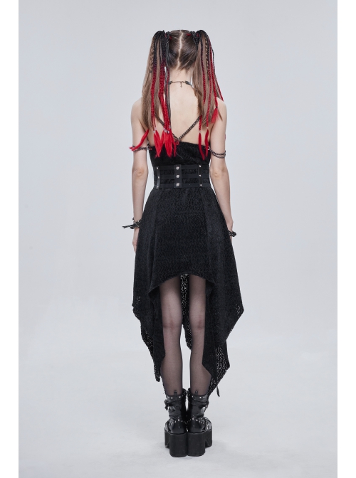 Punk Black Pu Material Three Rows Metal Snap-Button Waist Buckles