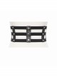 Punk Black Pu Material Three Rows Metal Snap-Button Waist Buckles