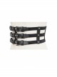 Punk Black Pu Material Three Rows Metal Snap-Button Waist Buckles