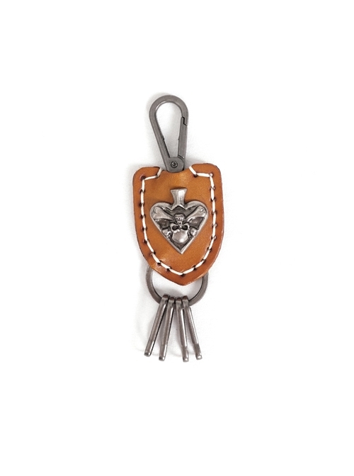 Punk Metal Heart-Shaped Design Skull Decoration Unisex Brown Keychain